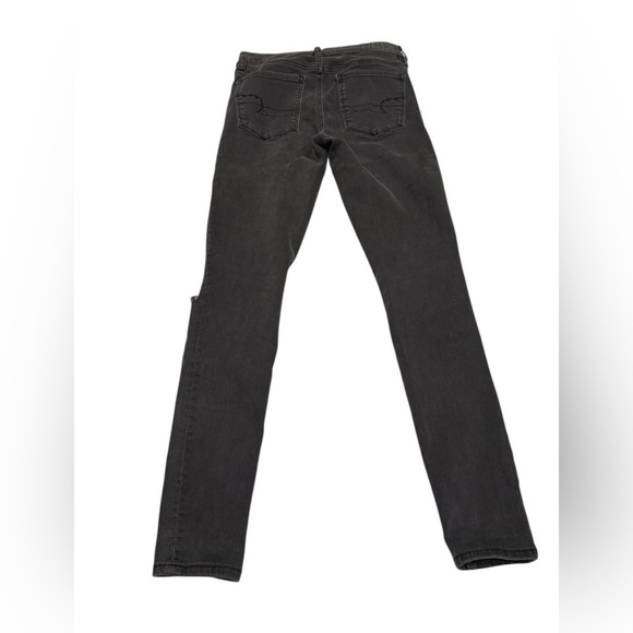 American Eagle Jeggings Black Distressed Women’s Size 2 - Picture 2 of 5